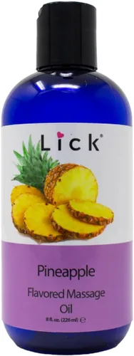 Miniatura 10 de Lick Aceite de masaje con sabor a piña, aceite de masaje comestible dulce tropical con vitamina E, deslizamiento suave y seguro para el cuerpo