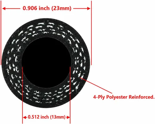 Miniatura 2 de Ucreative Manguera de tubo de vacío de silicona reforzada de alta temperatura, 3.2 pies de longitud, diámetro interno de 1/2" (13 mm), presión Negro