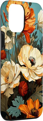 Miniatura 3 de Funda de flores mexicanas para iPhone 12 Pro Max Marigold Flower and Teal Aqua Blue Cyan