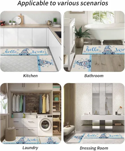 Miniatura 6 de Tapete de baño de gnomos de Navidad para bañera, antideslizante, de secado rápido y absorbente, tierra de diatomeas, fregadero, dormitorio, cocina