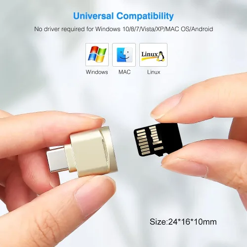 Miniatura 6 de BorlterClamp - Lector de tarjetas micro SD USB C (paquete de 2 unidades), lector de tarjetas de memoria OTG TF compatible con laptop, MacBook
