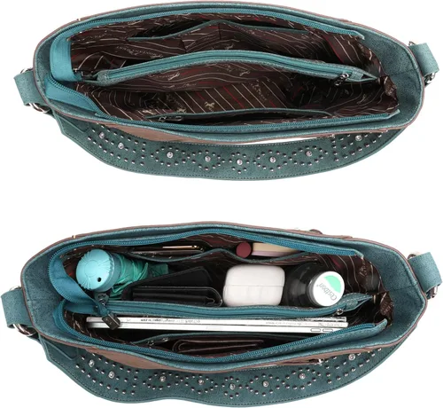 Miniatura 5 de Montana West Boot Scroll Collection - Bolso de mano oculto para mujer, cuero vegano, bolso de hombro occidental con cartera