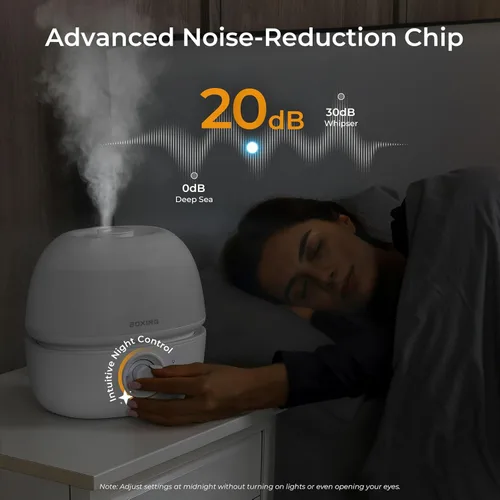 Miniatura 4 de BOXING Humidificadores de llenado superior de 3L para recámara de bebé, humidificador de aire silencioso de 20dB para habitación grande y plantas