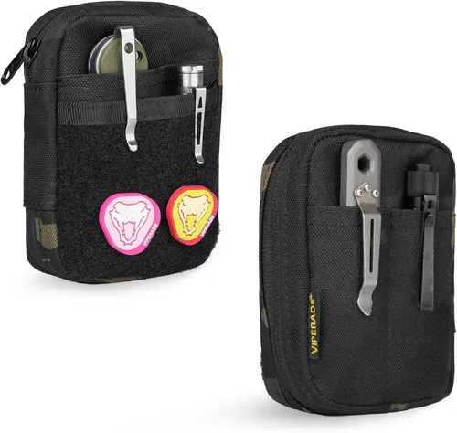 VIPERADE VE31 Bolsa pequeña EDC, organizador de bolsillo para hombres, pequeño organizador multiherramienta EDC para Camo Negro