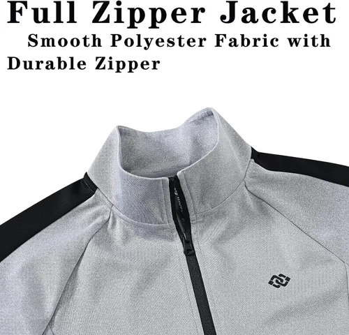 Miniatura 4 de MoFiz Chándal deportivo para hombre, 2 piezas, chaqueta con cremallera completa, pantalón de manga larga, casual, para correr, gimnasio