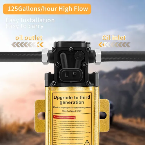 Miniatura 7 de Kit de bomba de transferencia de combustible de gasolina de 12 V, transfiere hasta 125 galones de gasolina, diésel o agua por hora, ideal