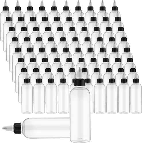 Miniatura 10 de Tanlade 200 botellas de plástico de 2 onzas para exprimir a granel Boston dispensadoras de aceite vacías para el cabello con tapa para aceites