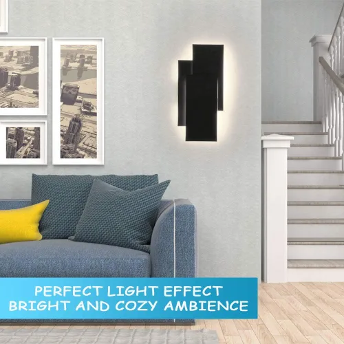 Miniatura 5 de Ralbay Aplique de pared LED moderno de 15.75"/36W para interiores, luz de montaje en pared negro mate para sala de estar, dormitorio, escalera