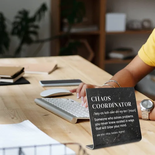 Miniatura 3 de Letrero de Coordinador de Caos, decoración divertida para escritorio de oficina para mujeres, hombres, compañeros de trabajo, mamá, amigos, jefe