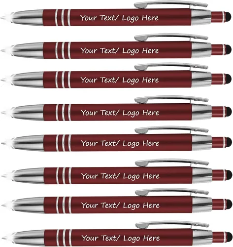 Miniatura 8 de Bolígrafos promocionales con tu texto personalizado o logotipo comercial personalizado, paquete de 50 - 3 en 1 bolígrafos de lujo de metal de goma +