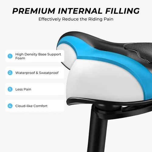 Miniatura 4 de YOUNGDO Asiento de bicicleta, cómodo y ancho para bicicleta de carretera, asiento de bicicleta de montaña transpirable, adecuado para bicicleta