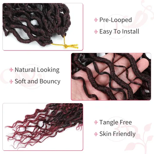 Miniatura 10 de Alicoco Goddess Locs Cabello de Ganchillo 12 Pulgadas 8 Paquetes Rastas Sintéticas de Ganchillo Para Mujeres Rastas Suaves Boho Pre-enrolladas River