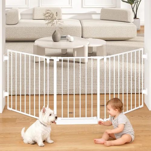 Miniatura 17 de Puerta de bebé extra ancha de 29.4 a 78 pulgadas, puertas largas para perros para puertas y escaleras, puerta de seguridad grande esencial para Negro