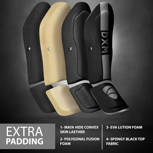 Miniatura 2 de DXM SPORTS Espinilleras de artes marciales kickboxing con protección en el empeine para Muay Thai, boxeo, artes marciales, karate, taekwondo