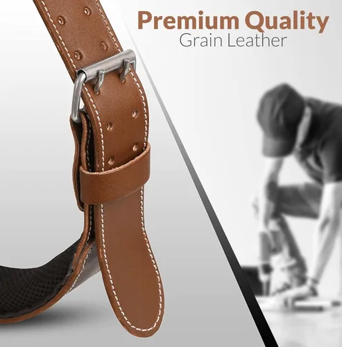 Miniatura 2 de LAUTUS Cinturón de trabajo acolchado cónico de 3 pulgadas en cuero curtido aceitado pesado 32 a 45 pulgadas Marrón Marrón Fits 30 to 46 waist
