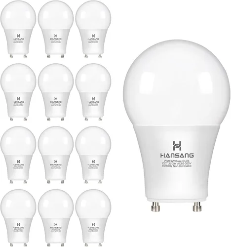 Miniatura 15 de Bombilla LED GU24 hansang, bombilla de forma A19, 9W (equivalente a 100W), 900 lúmenes, 2700K blanco cálido, base de bloqueo de torsión Gu24, Blanco
