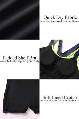 Miniatura 125 de beautyin - Traje de baño para mujer, traje de baño aeróbico y de competición de una pieza, estilo pantalón corto