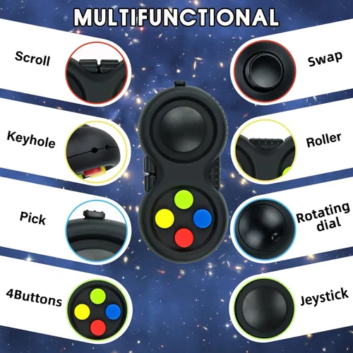 Miniatura 4 de juguete original de concentración Fidget, juego de controlador clásico de goma con 8 funciones Fidget y cordón - Excelente para aliviar el estrés