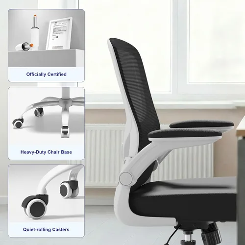 Miniatura 9 de Silla ergonómica de oficina de respaldo alto con soporte lumbar ajustable, silla de computadora de malla, reposacabezas y brazos abatibles