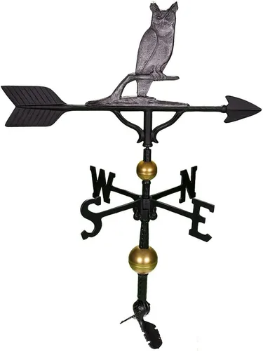 Miniatura 3 de Montague Metal Products Veleta de 32 pulgadas con adorno de búho negro satinado