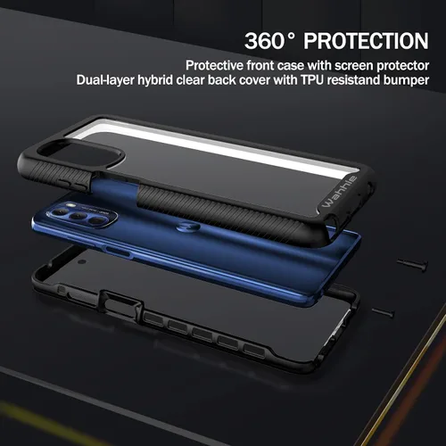 Miniatura 3 de Funda para Moto G Stylus 2022 4G, protector de pantalla integrado, cuerpo completo, a prueba de golpes, protección delgada, color negro