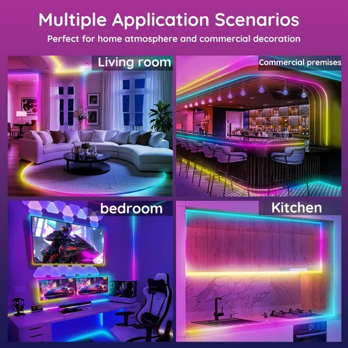 Miniatura 3 de 20 pies de luces LED en cuerda, luces de neón flexibles con control de aplicación/control remoto, múltiples modos, IP65 impermeables