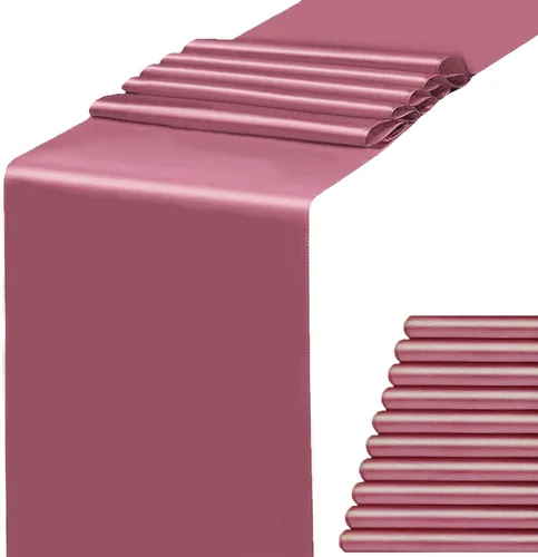 Miniatura 20 de Paquete de 10 caminos de mesa de satén rosa claro de 12 x 108 pulgadas - WENSINL camino de mesa rosa claro para fiesta, boda, cumpleaños, banquete