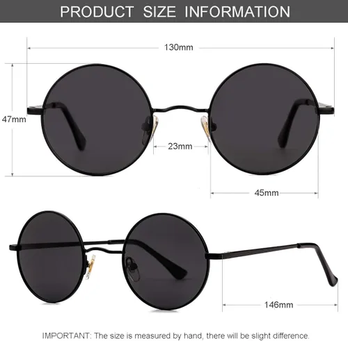 Miniatura 6 de Gleyemor John Lennon - Gafas de sol polarizadas pequeñas redondas para hombres y mujeres diseño de círculos hippie color rojo y amarillo