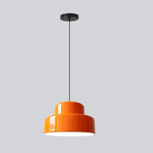 Three Color Dimming Pendant Lights, Modern Orange Metal Shade Ceiling Hanging Lighting, 59IN Adjustable Cord Chandelier for Kitchen Island Dining