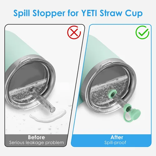 Miniatura 2 de ERKOON Juego de tapones de silicona para derrames compatible con vasos de paja YETI, accesorios para vasos, funda de popote de silicona, protectores