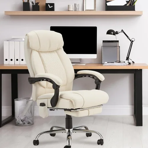 Miniatura 8 de HOMREST Silla de oficina climatizada con masaje vibratorio, silla de escritorio ejecutiva ergonómica con reposapiés retráctil y soporte lumbar