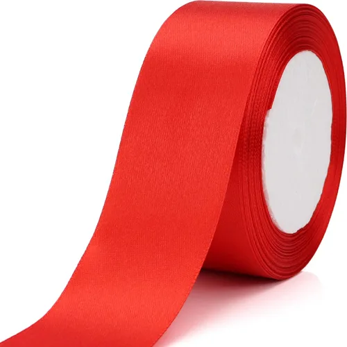 Miniatura 2 de Nsilu Cinta de satén de 25 yardas de 1-1/2 pulgadas de ancho adecuada para bodas, fiestas y cajas de regalo (rojo, 1-1/2 pulgadas)