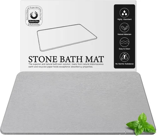 Miniatura 10 de Alfombra de Baño Grande de Piedra de Diatomita, Premium Antideslizante de Tierra de Diatomeas Natural para Bañera de Secado Rápido para Piso de Baño