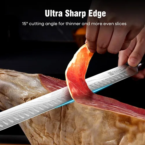 Miniatura 2 de PAUDIN Cuchillo para Brisket, Cuchillo de Trinchar de 12 Pulgadas de Acero Inoxidable Cuchillo para Rebanar Brisket con Borde Granton para Cortar