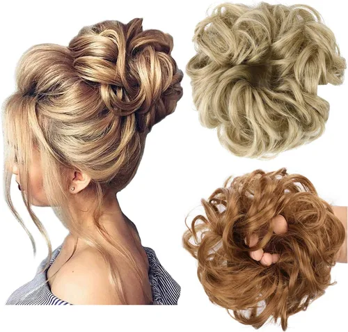 Miniatura 11 de Cabello sintético despeinado, grueso, extensiones para coleta, cabello recogido