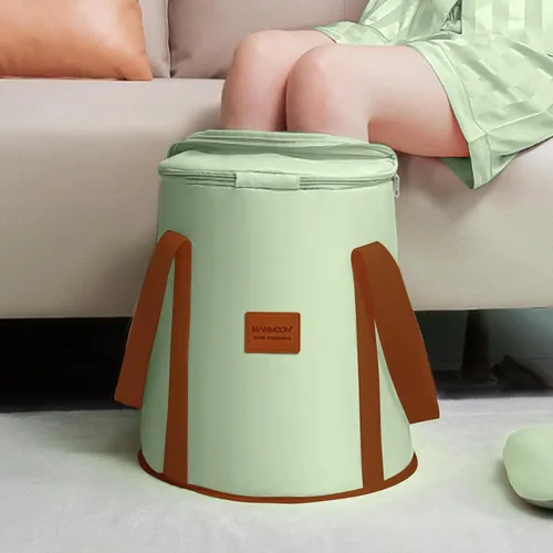 Miniatura 2 de Cuenca plegable de 25 L, multifuncional, portátil, con asas, para viajes, al aire libre, campamento, portátil, para remojar los pies (verde)