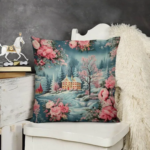 Funda de cojín decorativa para sofá de 22 x 22 pulgadas, diseño de villancicos de Navidad, para sala de estar feliz invierno, para sofá Patrón 4