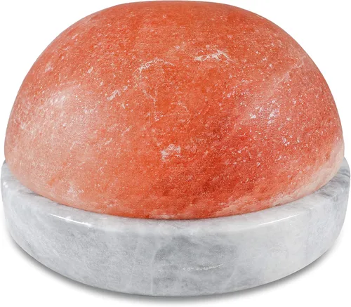 Miniatura 2 de Himalayan Secrets® Lámpara de cúpula de sal para calentar manos y pies (base de mármol gris de 9 pulgadas)