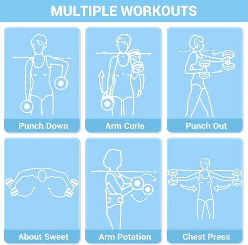 Miniatura 6 de Sportneer Pesas de Agua Mancuernas de Ejercicio Acuático Mancuernas de Agua Aeróbicos Entrenamientos Juego de 2 Pesas de Piscina de Espuma EVA Juego