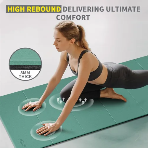 Miniatura 4 de Tapete plegable extra grande de yoga y fitness de 0.315 pulgadas (74 x 31.5 x 0.32 pulgadas), tapete de pilates ligero y antideslizante de doble