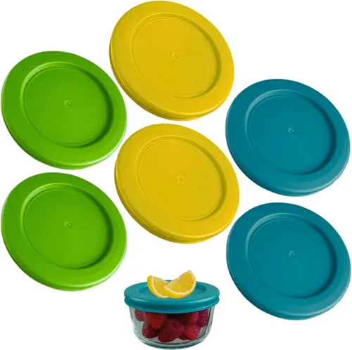 Miniatura 9 de KlareWare Tapas de repuesto para 2 tazas, tapas de plástico sin BPA para Pyrex 7200, Anchor Hocking (paquete de 4, azul) - Contenedores no incluidos