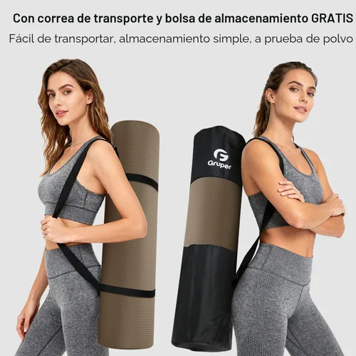 Miniatura 5 de Gruper Esterilla de yoga antideslizante NBR extra gruesa, 72 pulgadas de largo x 32 pulgadas/24 pulgadas de ancho x 0.6 pulgadas de grosor