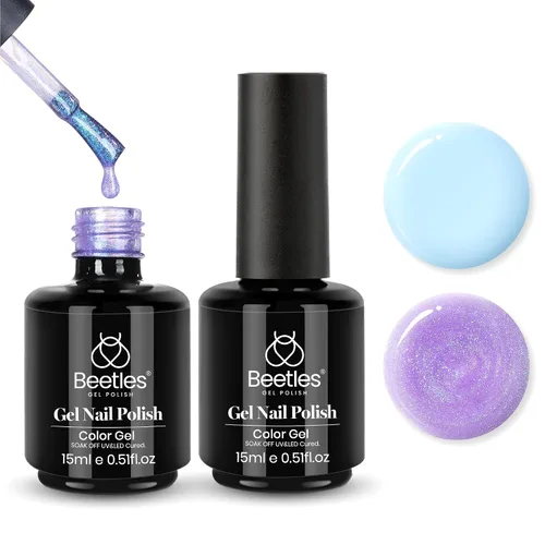 Miniatura 116 de Beetles - Esmalte de uñas en gel perla, 0.5 onzas (15 ml), con nubes arremolinadas, blanco perla brillante, perlas nacaradas iridescentes, manicura