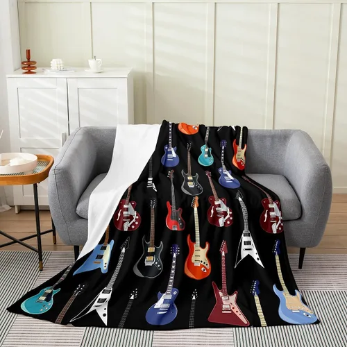 Miniatura 28 de Castle Fairy Manta de forro polar con botas de vaquero, manta de guitarra musical bohemia para niños y niños, manta de vaquera rústica occidental