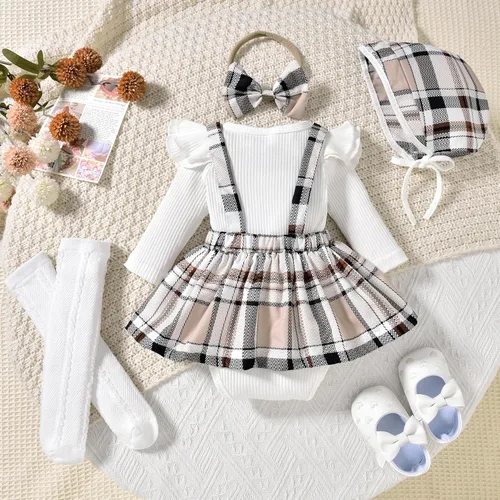 Miniatura 74 de Unutiylo Ropa de bebé recién nacida prematura con tirantes, traje de otoño e invierno, traje de manga larga con volantes