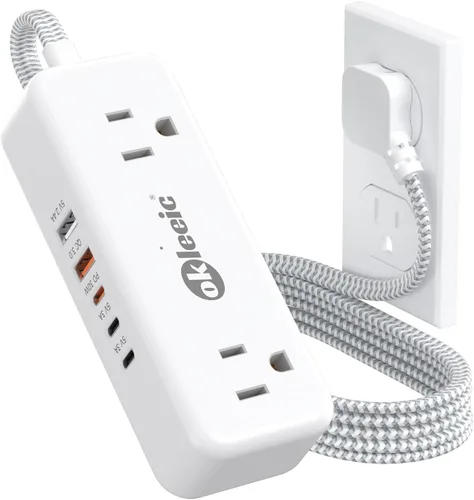 Miniatura 19 de Extensor de enchufe plano con cable de 12 pulgadas, protector contra sobretensiones, adaptador divisor de enchufe de extensión de enchufe plano, 12