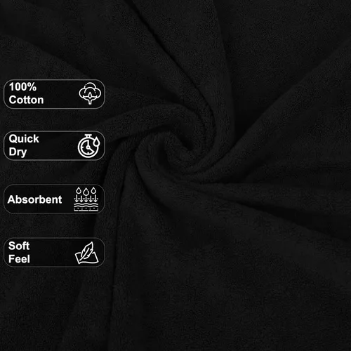 Miniatura 6 de GOLD TEXTILES Juego de 24 toallas de baño negras de alta absorción, multiusos, secado rápido, para piscina, gimnasio, hotel, spa