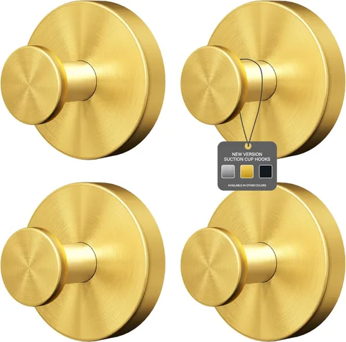 Ninth Five Ganchos de succión de ducha con ventosa, ganchos de pared de baño resistentes para toallas, batas, esponjas, gancho metálico extraíble
