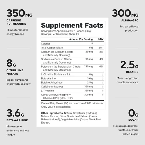 Miniatura 2 de LEGION Pulse Pre Workout - Bebida preentrenamiento de óxido nítrico totalmente natural para aumentar la energía, sin creatina, endulzada