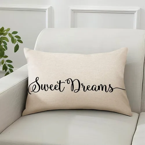 Miniatura 2 de Sweet Dreams - Fundas de almohada lumbar de lino y algodón de 12 x 18 pulgadas, funda de almohada rectangular decorativa de granja, divertida